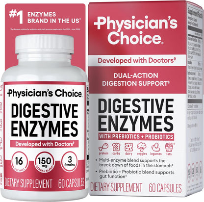 Physician's Choice Digestive Enzymes with Prebiotics and Probiotics, 60 Count