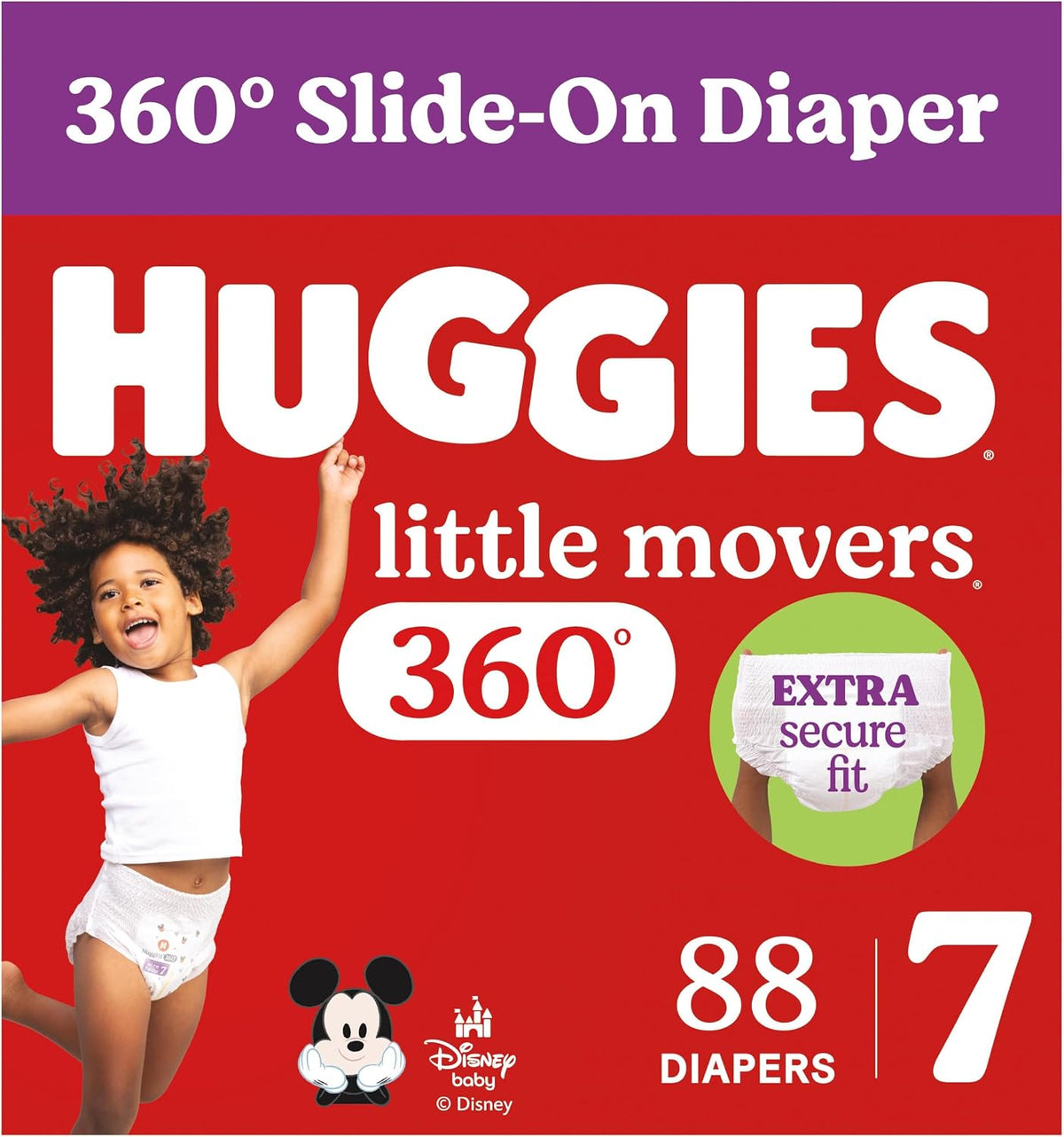 Huggies Little Movers HuggFit 360 Nappy Pants, Size 7, 88 Count