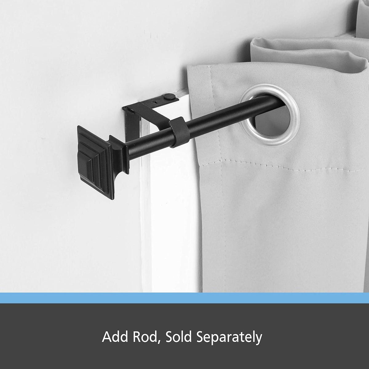 Kenney Fast Fit 5/8" No Measure Curtain Rod Brackets, Matte Black - view 4