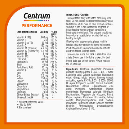 Centrum Performance Multivitamin Tablets, Vitamins C D Iron, 30 Count - view 2