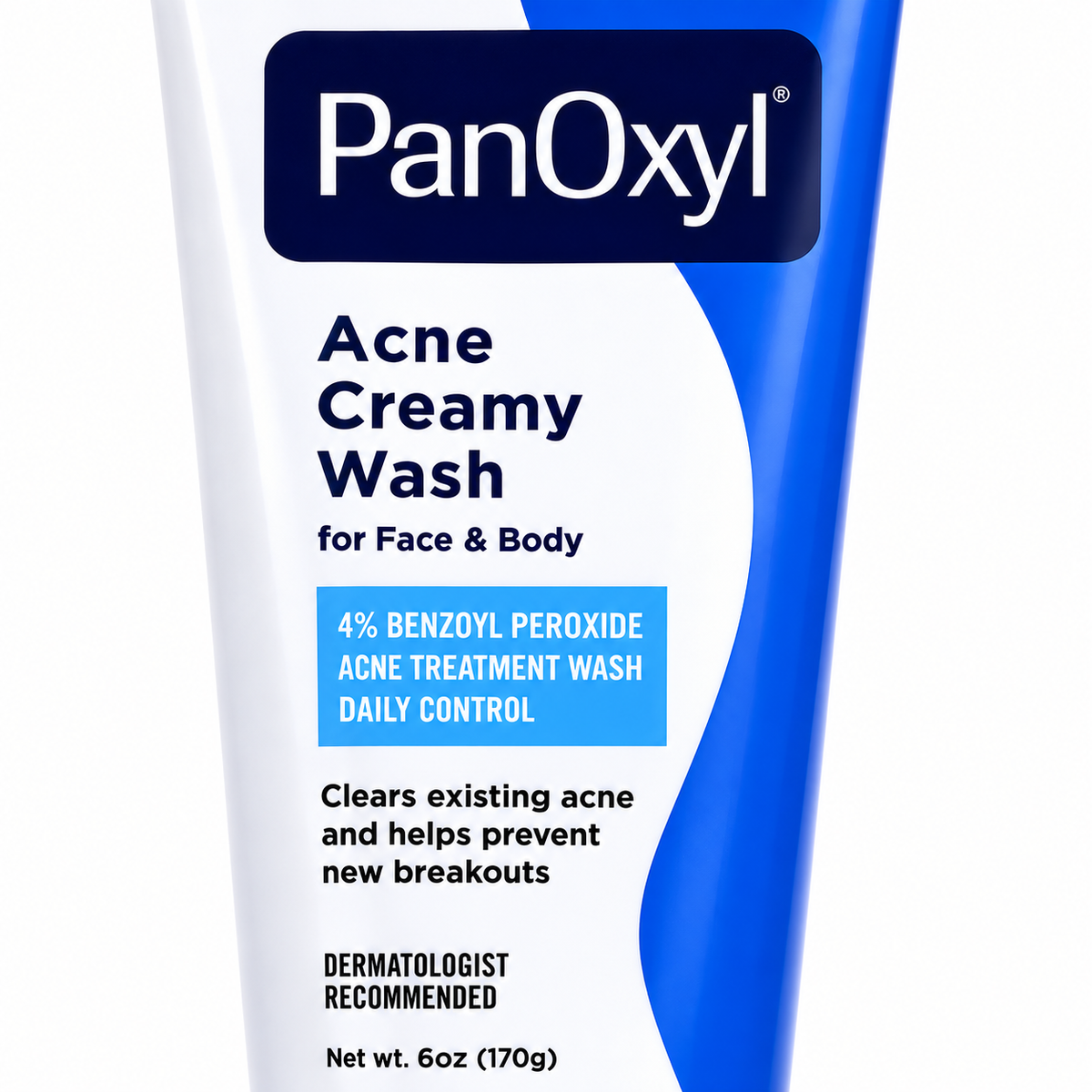 Close-up of the PanOxyl Acne Creamy Wash 4% front label