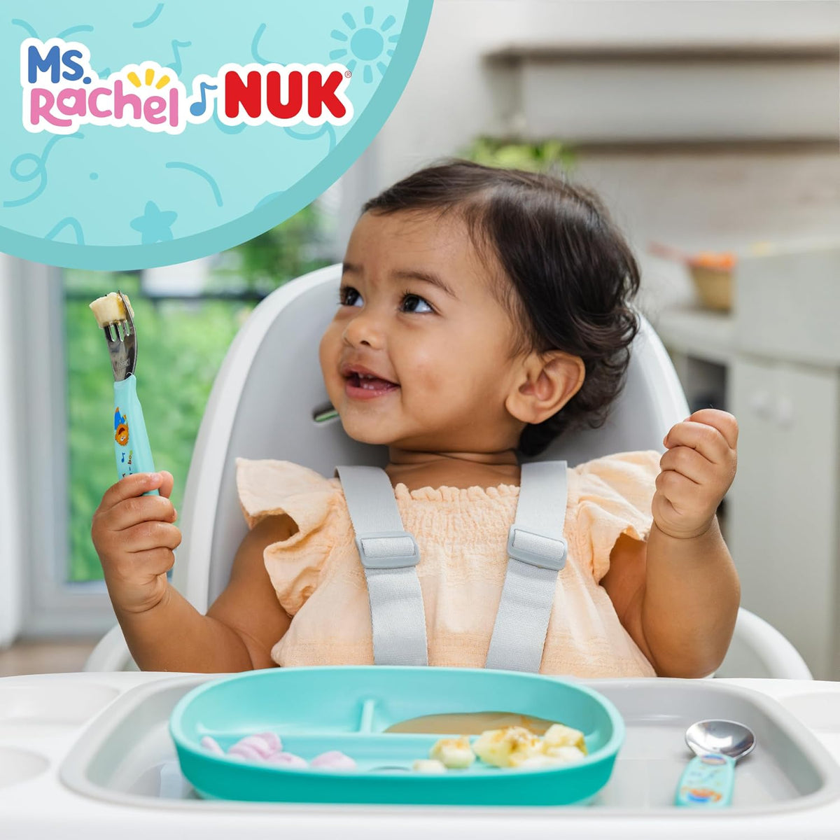 NUK Ms. Rachel Toddler Tableware Set with Plate, Bowl, Fork and Spoon — alternate product view