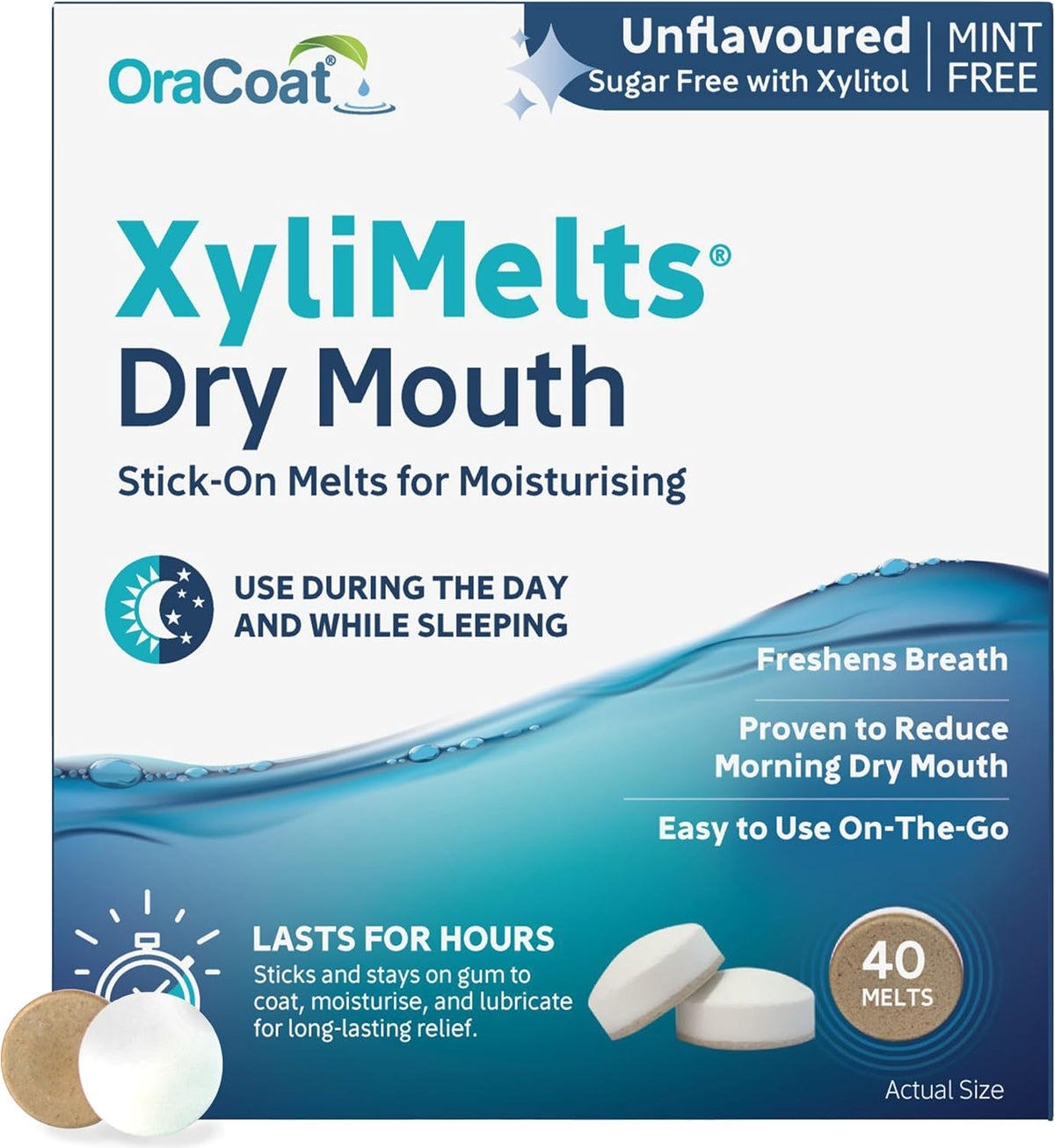 XyliMelts Dry Mouth Relief Discs, Flavour Free, 40 Count — product view