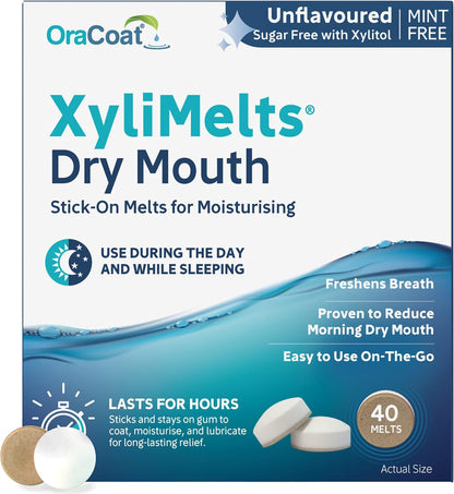 XyliMelts Dry Mouth Relief Discs, Flavour Free, 40 Count