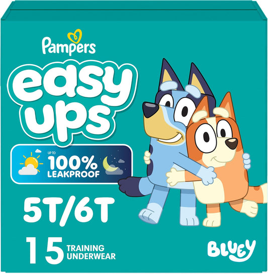 Pampers Easy Ups Bluey Training Pants Size 7 (5T-6T), 15 Count