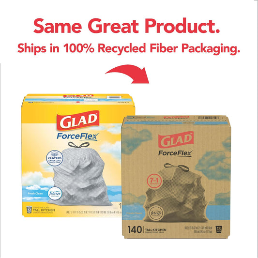Glad ForceFlex Tall Kitchen Bin Bags, 13 Gallon, Fresh Clean, 140 Count - view 2