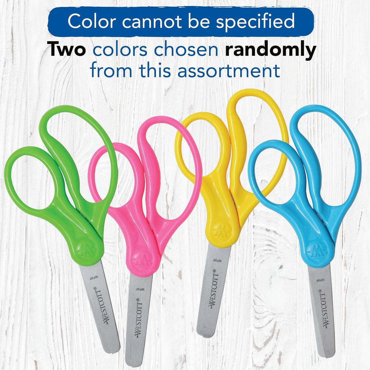 Westcott 5 Inch Hard Handle Kids Scissors, Blunt, Assorted Colours, 2 Pack - view 5