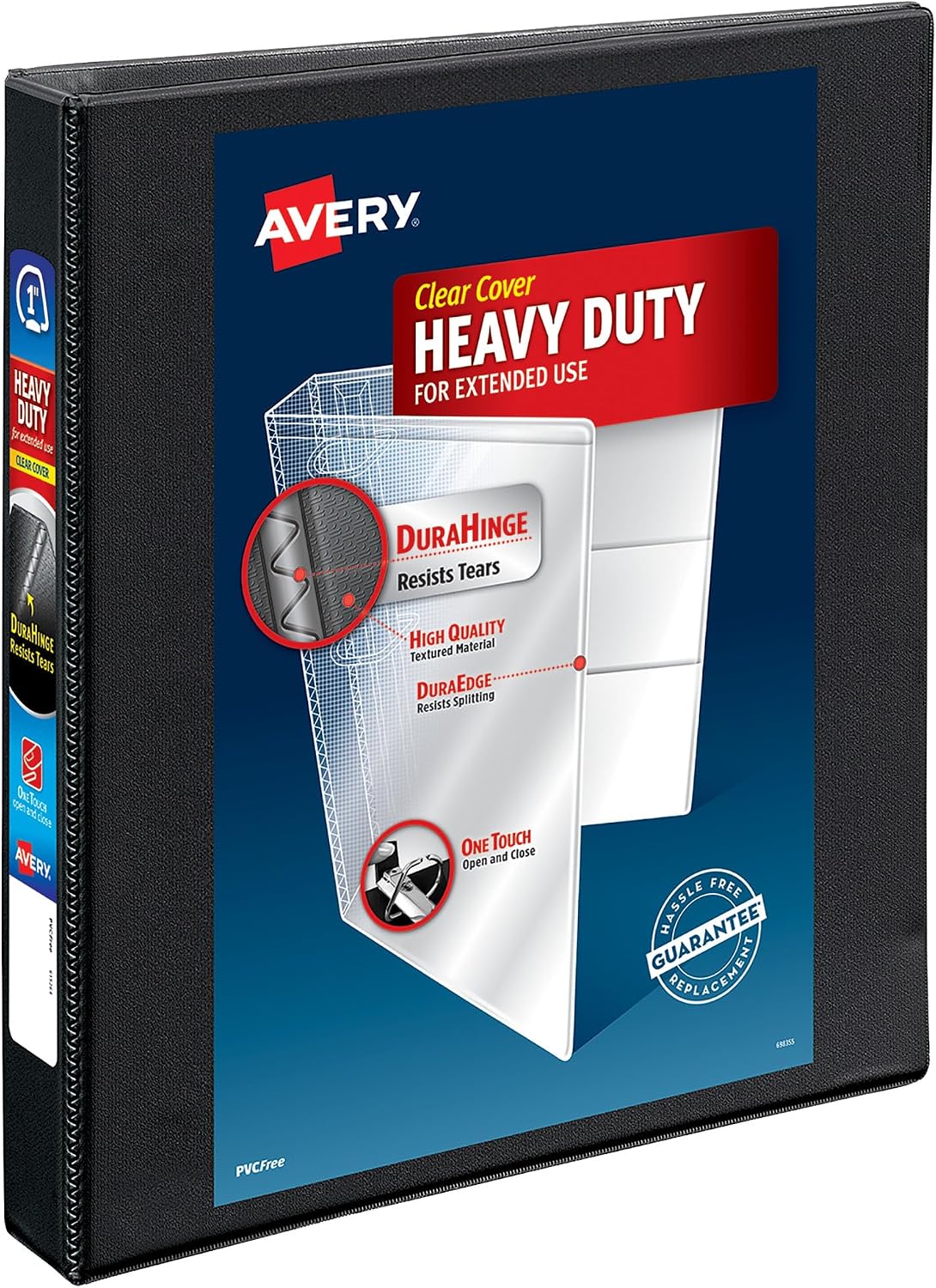 Avery Heavy-Duty View 3 Ring Binder, 1 Inch Slant Rings, Black