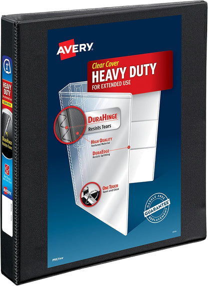 Avery Heavy-Duty View 3 Ring Binder, 1 Inch Slant Rings, Black