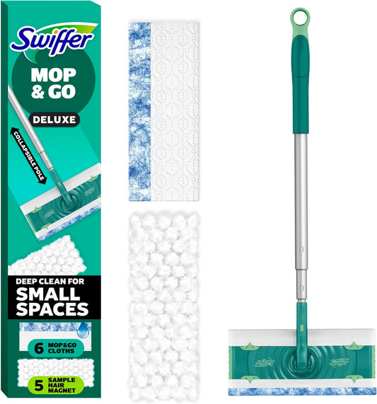 Swiffer Mop & Go Deluxe 2-in-1 Kit with 5 Dry and 3 Wet Cloths