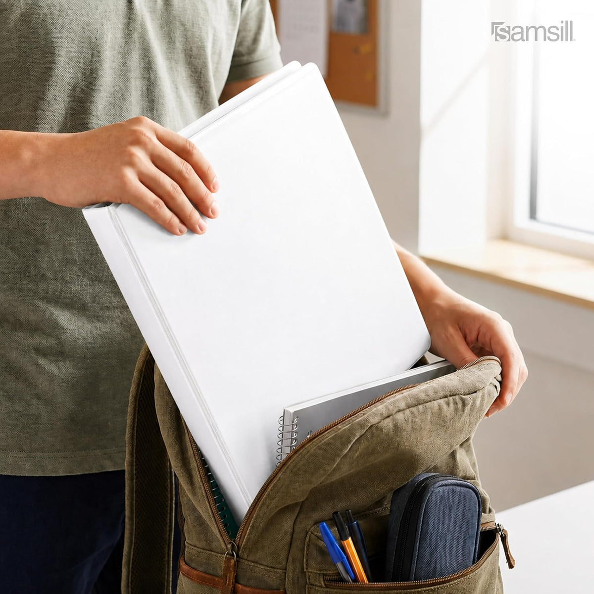 Samsill Durable 1 Inch D Ring Binder, Clear View Cover, White - view 2