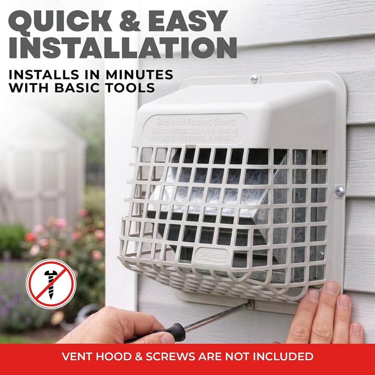 Deflecto Bird Guard Outdoor Vent Cover for 3-4 Inch Vent Hoods, White - view 5