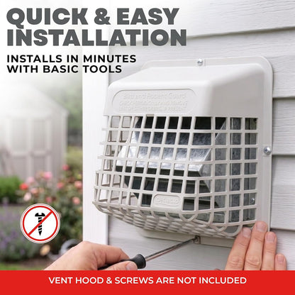Deflecto Bird Guard Outdoor Vent Cover for 3-4 Inch Vent Hoods, White - view 5