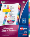 Avery A-Z Table of Contents Dividers, 26-Tab, Multicolour, 1 Set