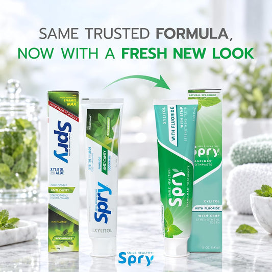 Spry Natural Xylitol Toothpaste with Fluoride Spearmint 141 g - Pack of 3 - view 2