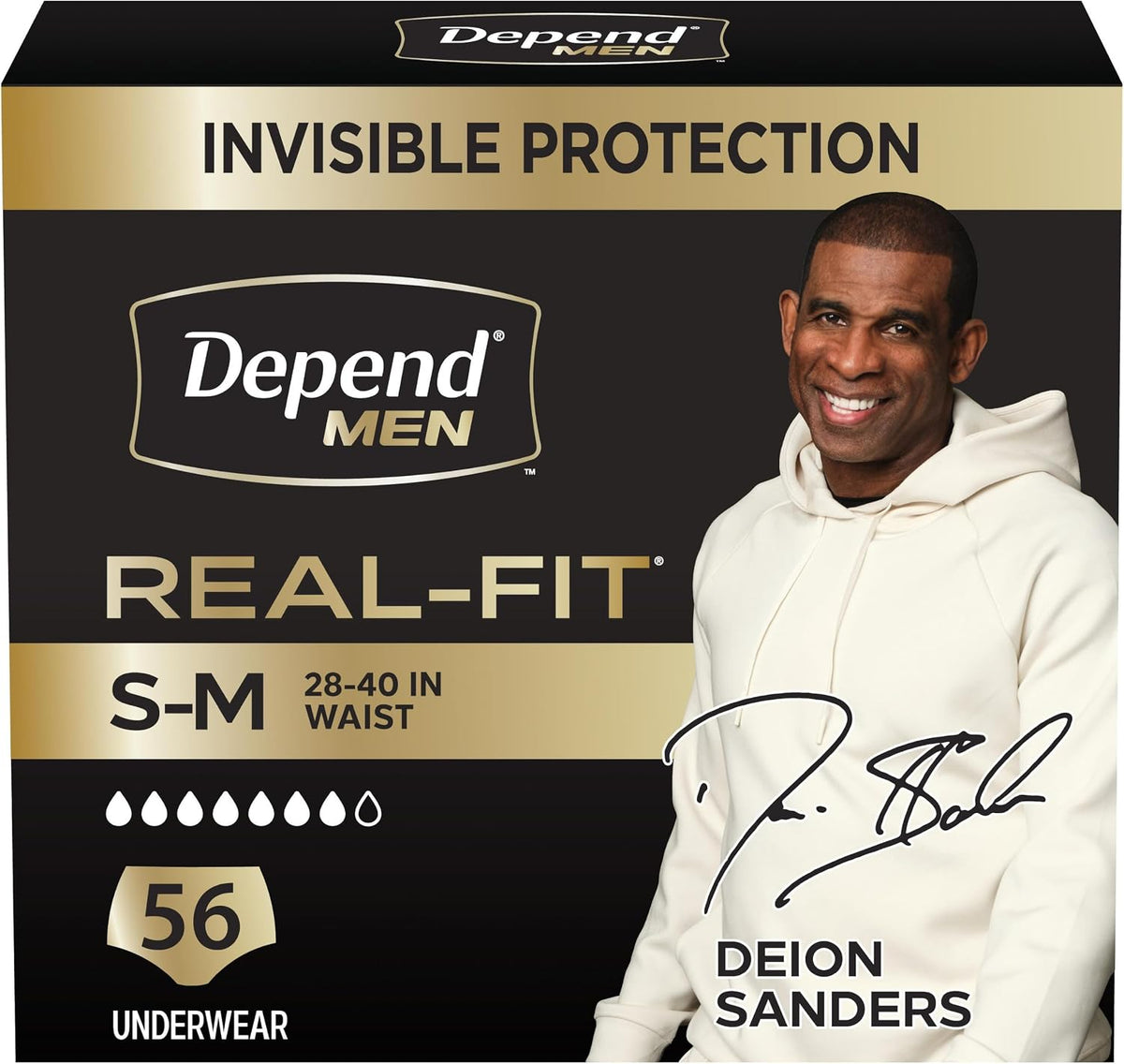 Depend Real Fit Incontinence Underwear for Men, S/M, 56 Count — product view