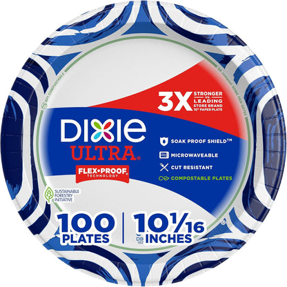 Dixie Ultra Heavy Duty Paper Plates 10 Inch, 100 Count