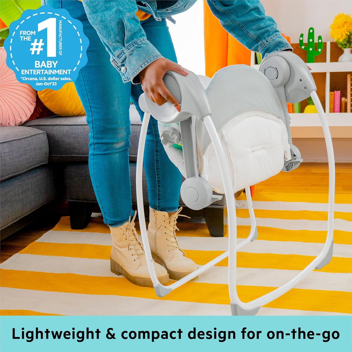 Bright Starts Whimsical Wild Portable Baby Swing, Newborn to 9 Months - view 2