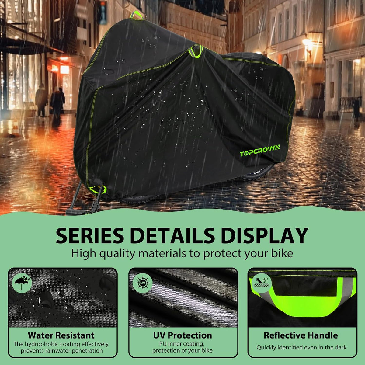 Topcrown Waterproof Bike Cover, XL for 1 Bike, with Storage Bag - view 4
