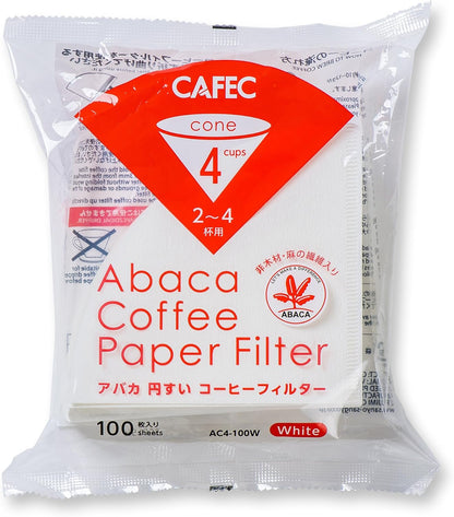 CAFEC V60 02 Cone Paper Coffee Filters, 100 Pack, White