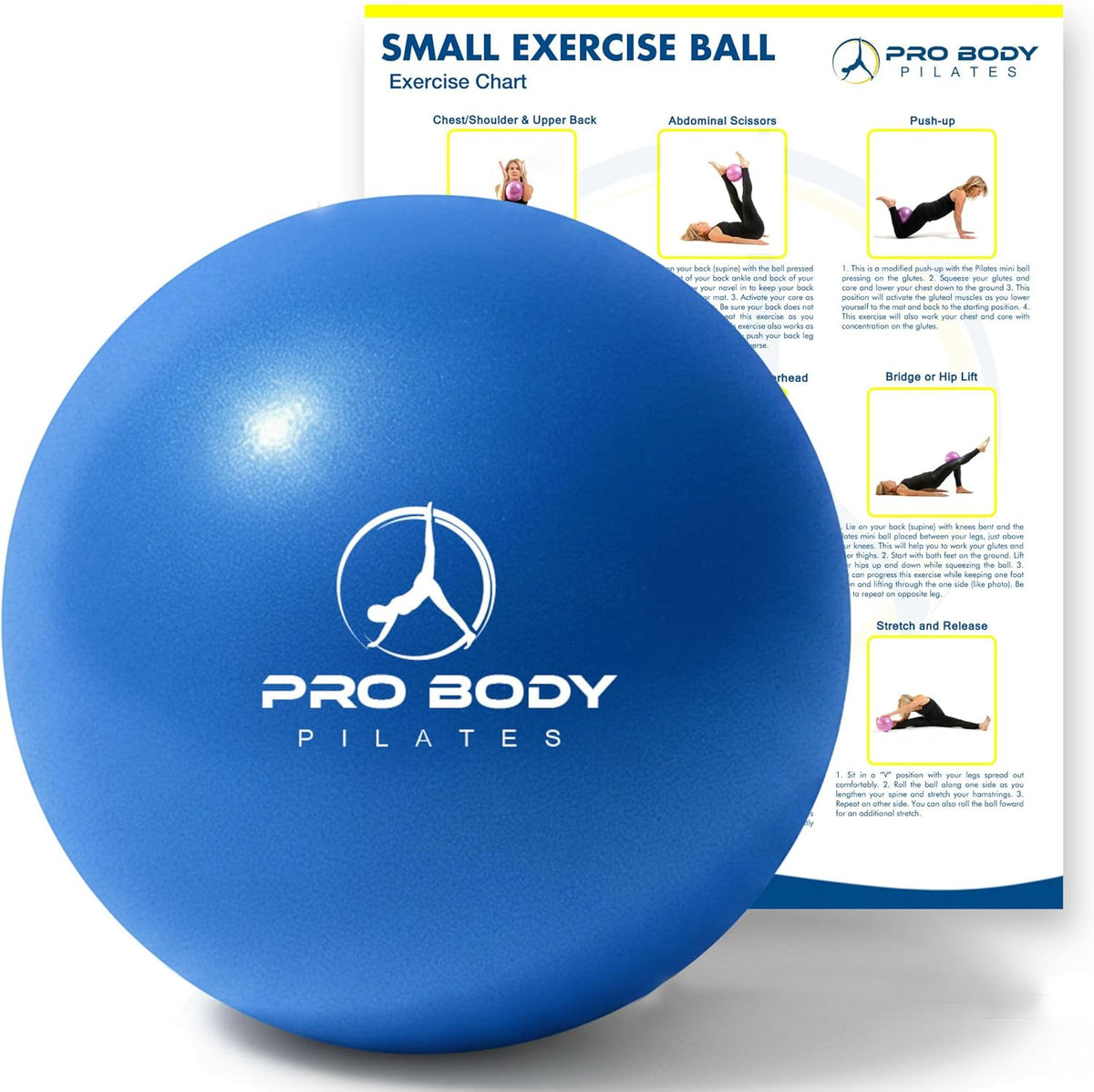 ProBody Pilates Small Exercise Ball, 9 Inch, Blue