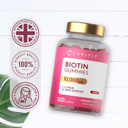 Carlyle Biotin Gummies 10,000 mcg, Strawberry Flavour, 120 Count - view 6