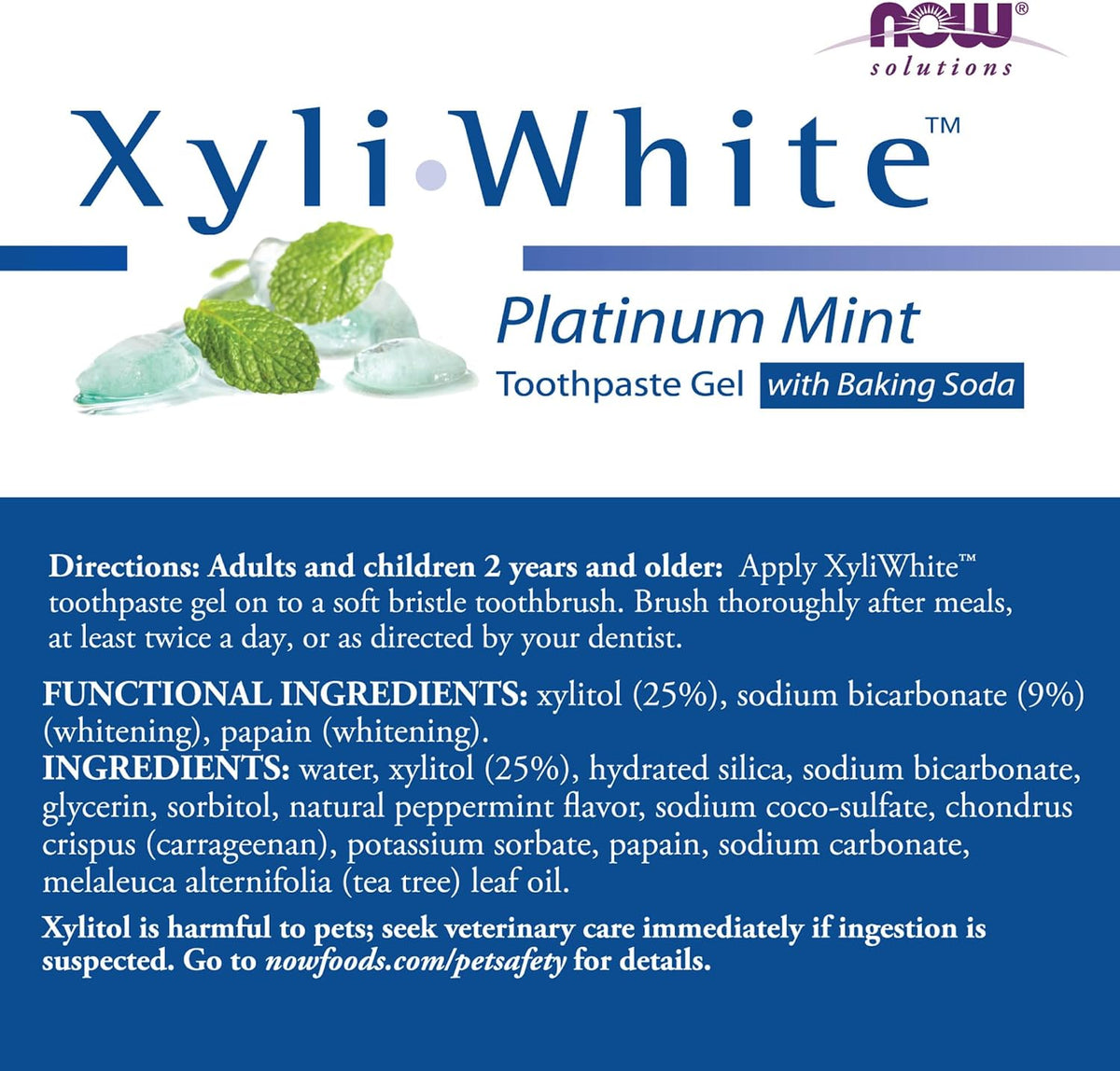 NOW Foods XyliWhite Baking Soda Toothpaste Gel, Platinum Mint, 6.4 oz (181 g) - view 2