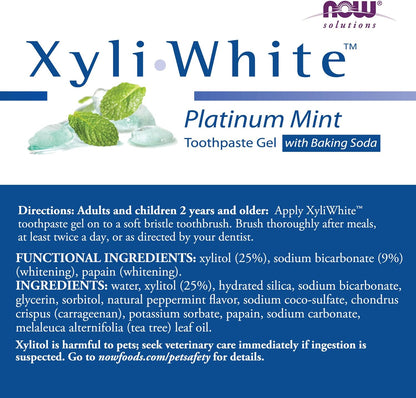 NOW Foods XyliWhite Baking Soda Toothpaste Gel, Platinum Mint, 6.4 oz (181 g) - view 2