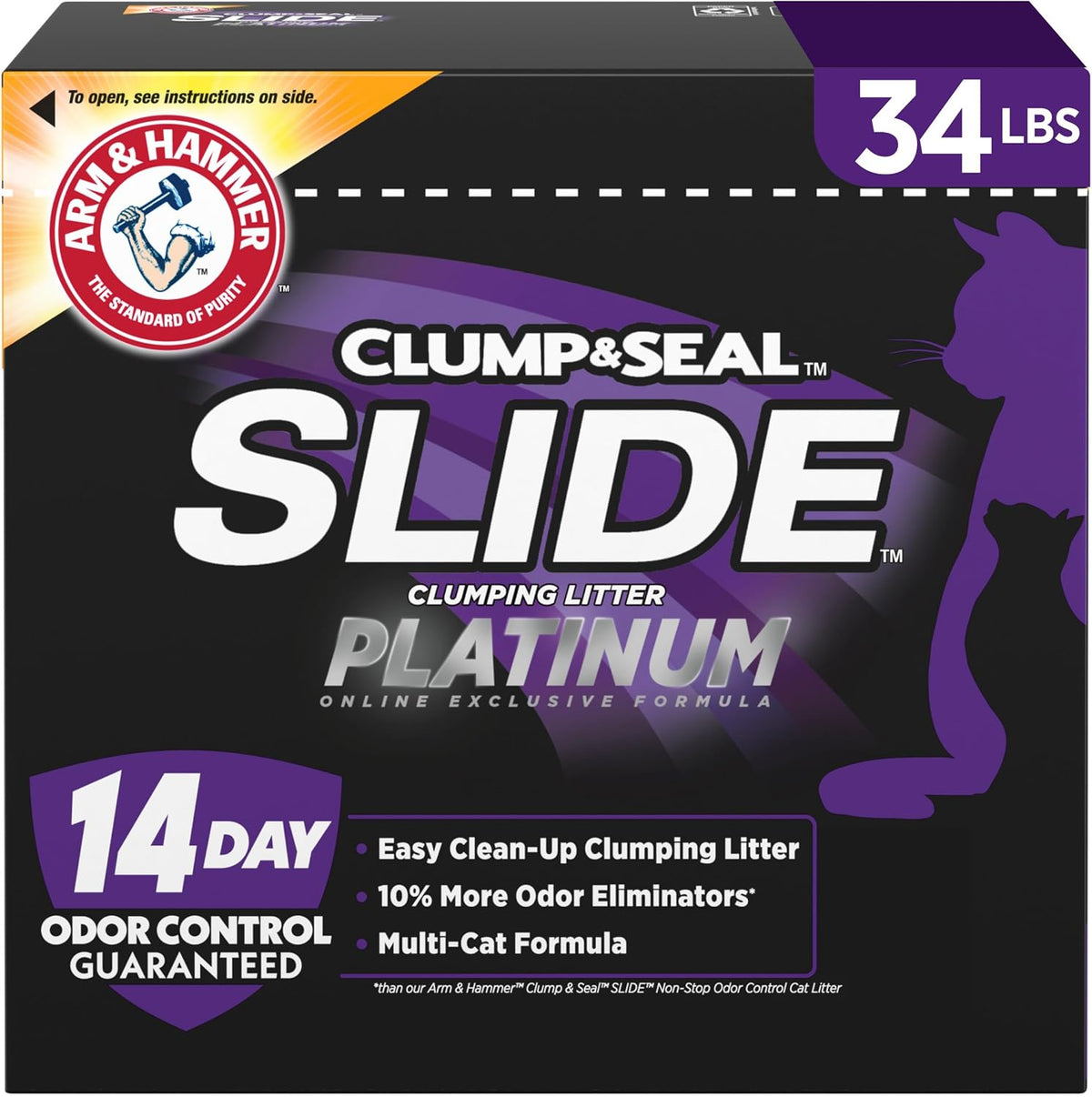 Arm & Hammer Slide Platinum Easy Clean-Up Clumping Cat Litter, 34 lb