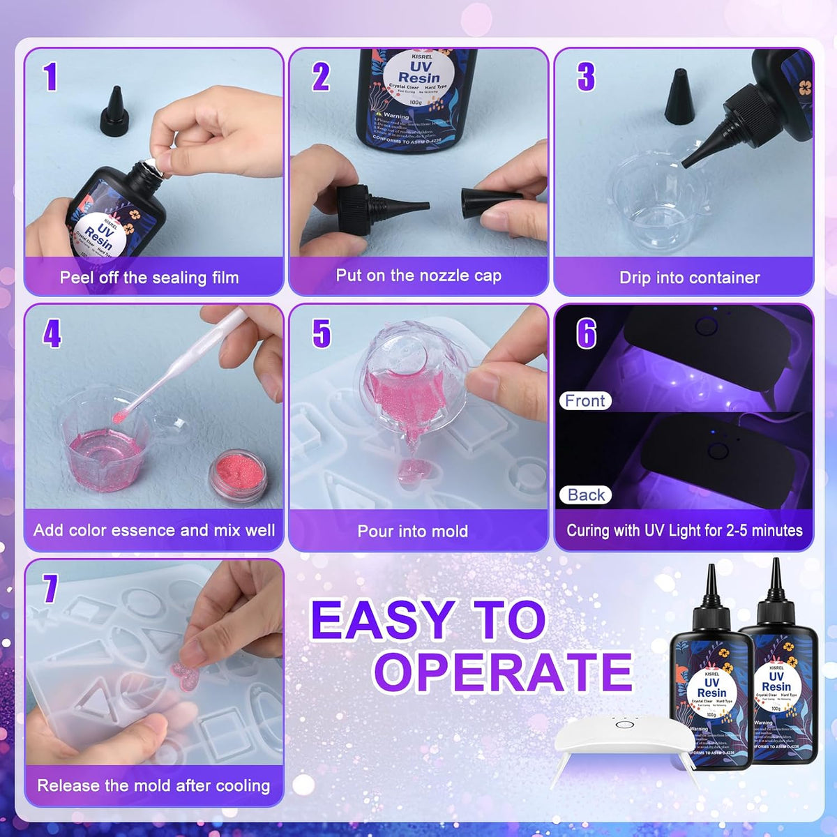 KISREL UV Resin Kit with Light, 200 g Hard Clear Resin - view 5