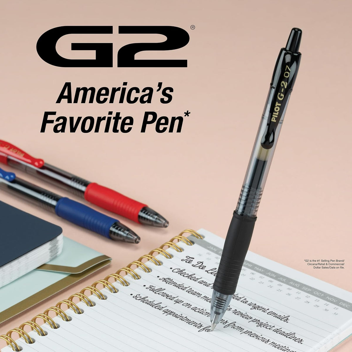 Pilot G2 Premium Gel Pens, Fine Point 0.7 mm, Black Ink, Pack of 12 — alternate product view