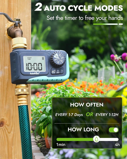 RAINPOINT Programmable Sprinkler Timer with Brass Inlet and Outlet - view 3