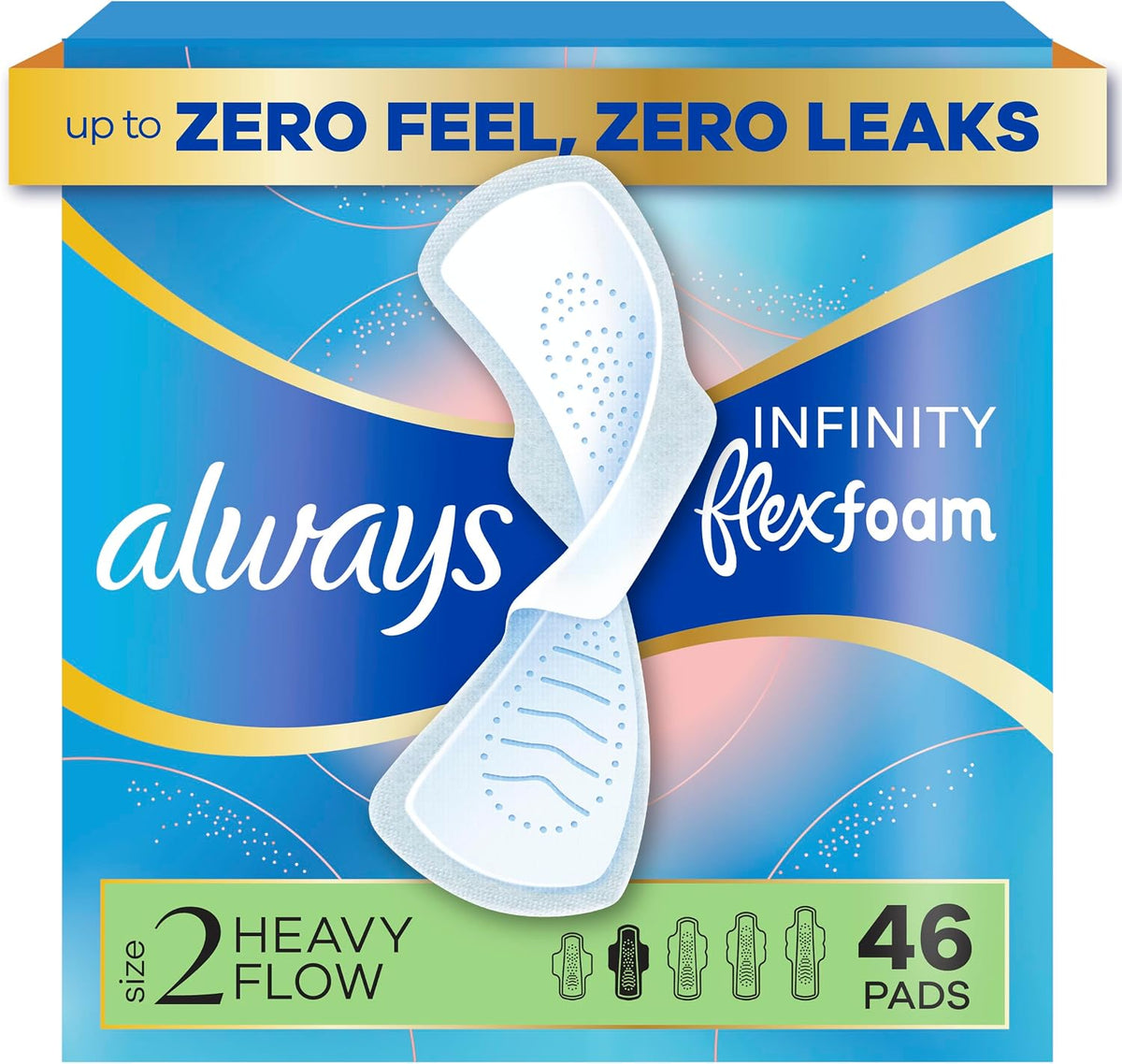 Always Infinity Pads Size 2 Regular with Wings, Unscented, 46 Count — product view