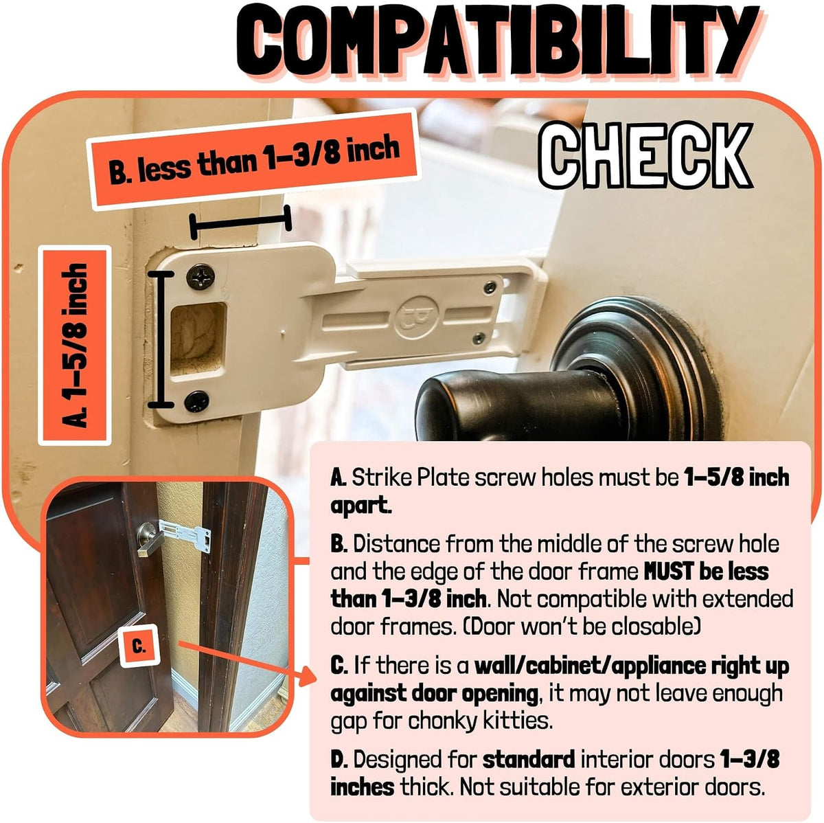 Door Buddy Cat Door Prop and Latch Holder, Adjustable 3-5.5 Inch Opening - view 5