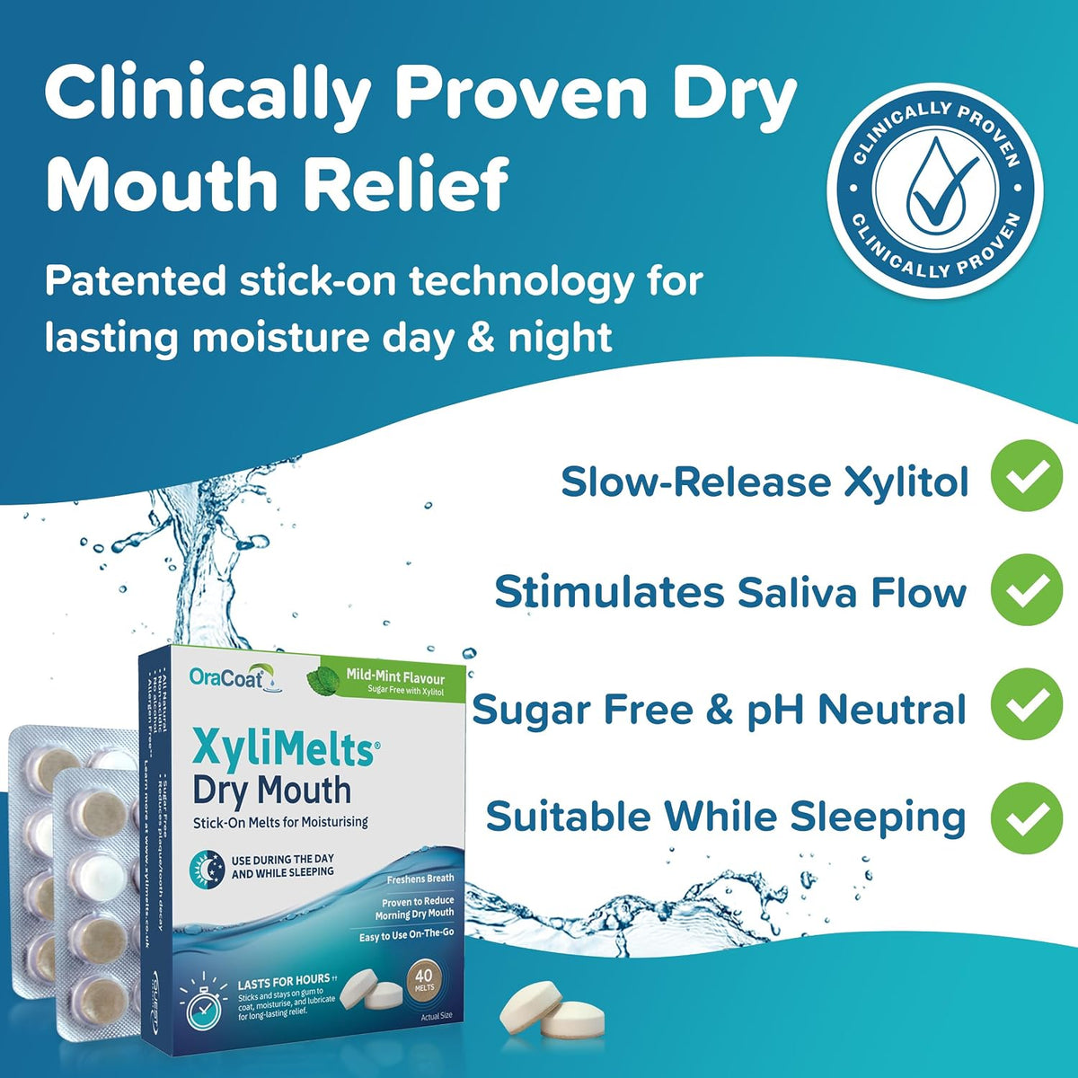 XyliMelts Dry Mouth Relief Discs, Mild Mint, 40 Count - view 2