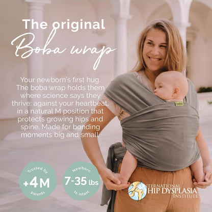 Boba Baby Wrap Carrier, Stretch Cotton, Grey - view 2