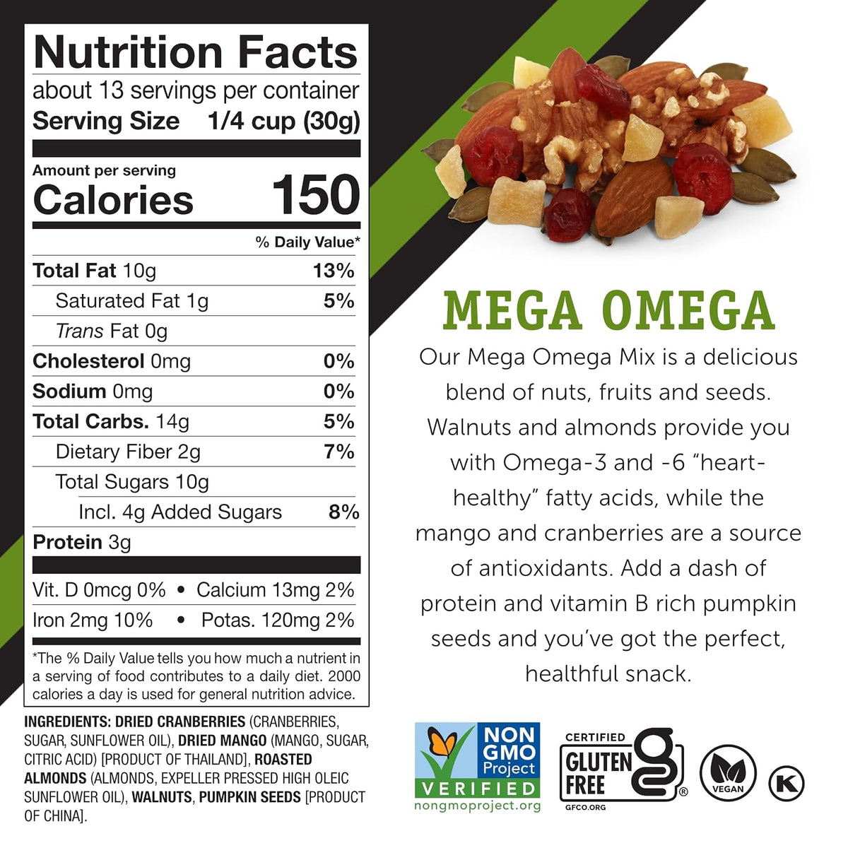 Power Up Mega Omega Trail Mix, Nuts, Fruit and Seeds, 14 oz Bag - view 4