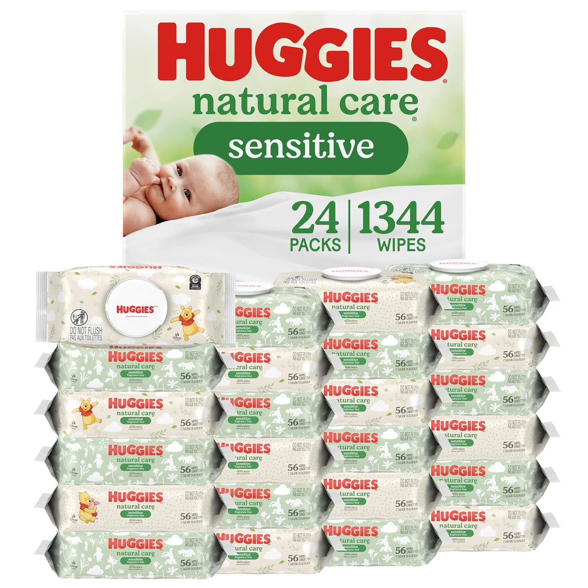 Huggies Natural Care Sensitive Baby Wipes, Unscented, 24 Packs, 1344 Wipes