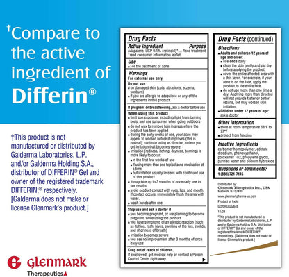 Glenmark Adapalene Gel 0.1% Acne Treatment — Paraben-Free Retinoid for Face | 15g