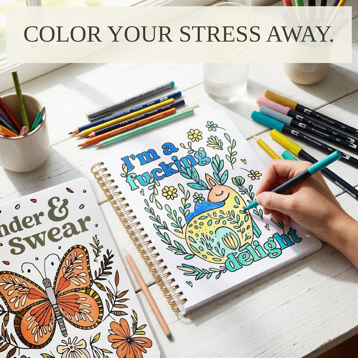 ZICOTO Colouring Book Set of 2 for Adults, Floral and Woodland Designs — alternate product view