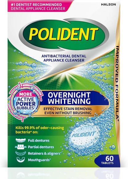 Polident Antibacterial Dental Appliance Cleanser Tablets, 60 Count