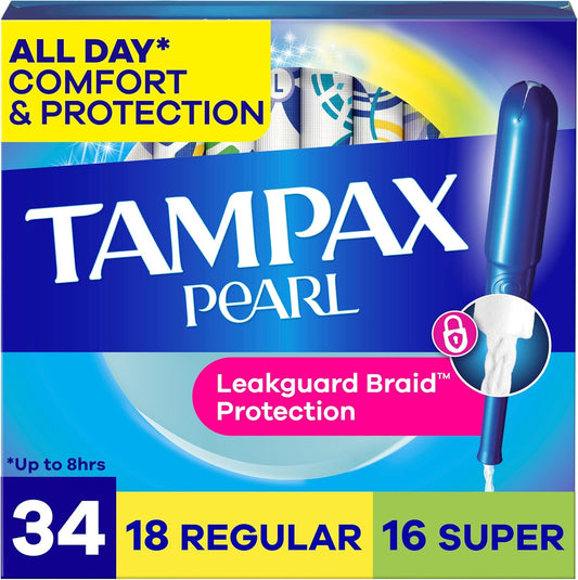 Tampax Pearl Tampons Multipack, Regular/Super, Unscented, 34 Count