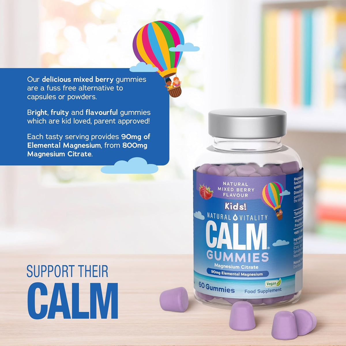 Natural Vitality Calm Kids Magnesium Gummies, Mixed Berry, 2-Month Supply — alternate product view