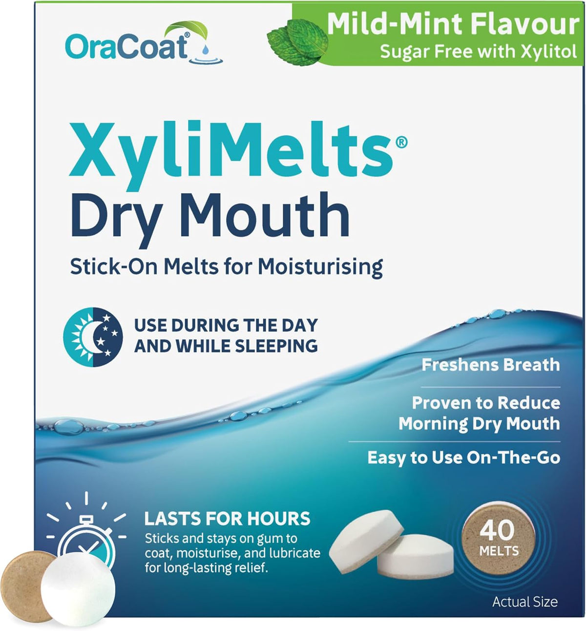XyliMelts Dry Mouth Relief Discs, Mild Mint, 40 Count — product view
