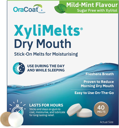 XyliMelts Dry Mouth Relief Discs, Mild Mint, 40 Count