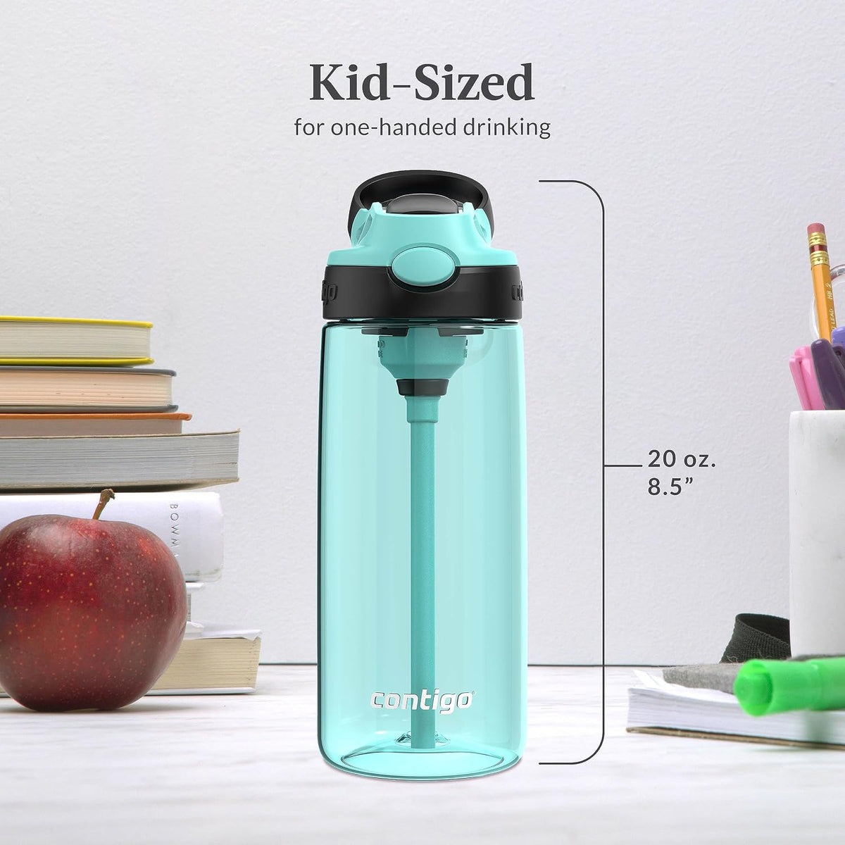 Contigo Aubrey Kids Water Bottle 20 oz, Jade/Licorice and Juniper/Jade, 2 Pack — alternate product view