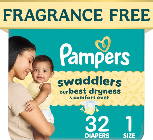 Pampers Swaddlers Nappies Size 1 (8-14 lbs), 32 Count