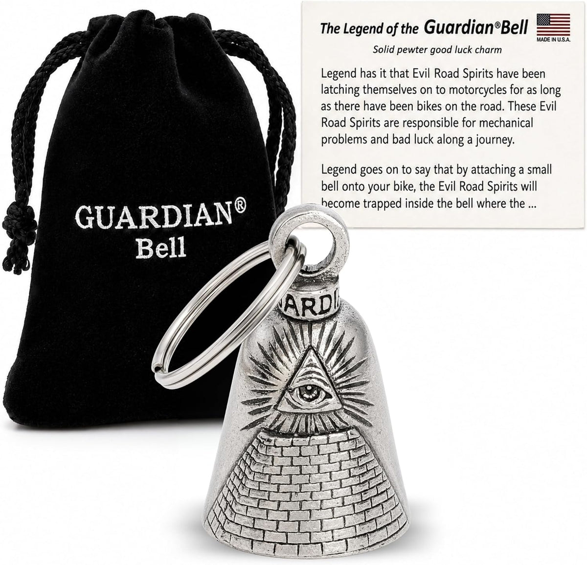 Guardian Bell Mystical Good Luck Bell with Keyring and Velvet Bag