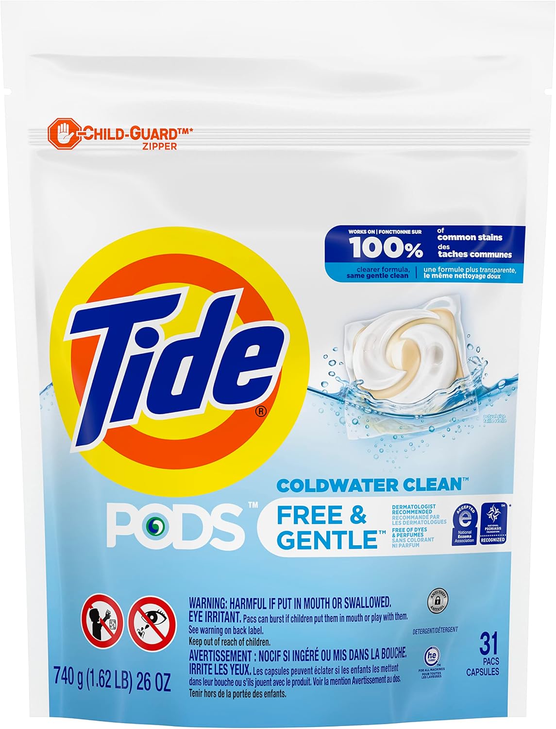 Tide PODS Free & Gentle Laundry Detergent, 31 Count