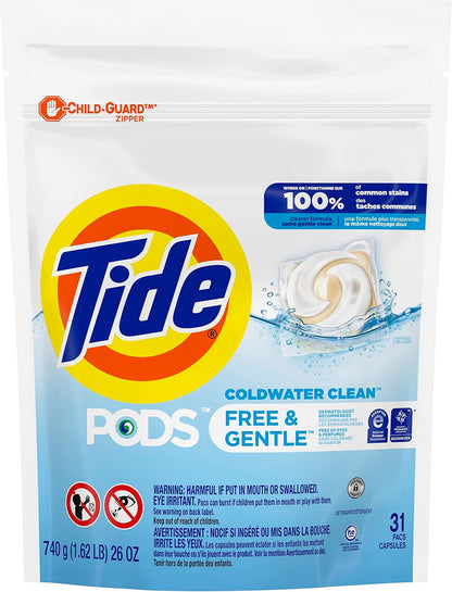 Tide PODS Free & Gentle Laundry Detergent, 31 Count